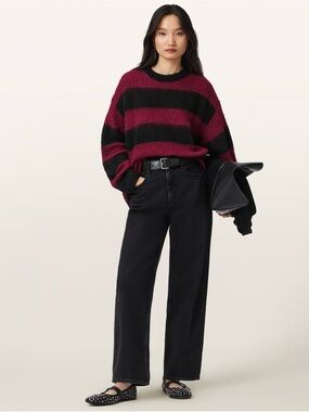 AllSaints Onyx Striped Relaxed Sweater